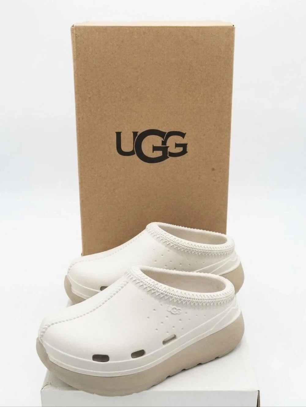 UGG Toddler Tasman Sport Clog Shoes White/Cream Size 9C EUC